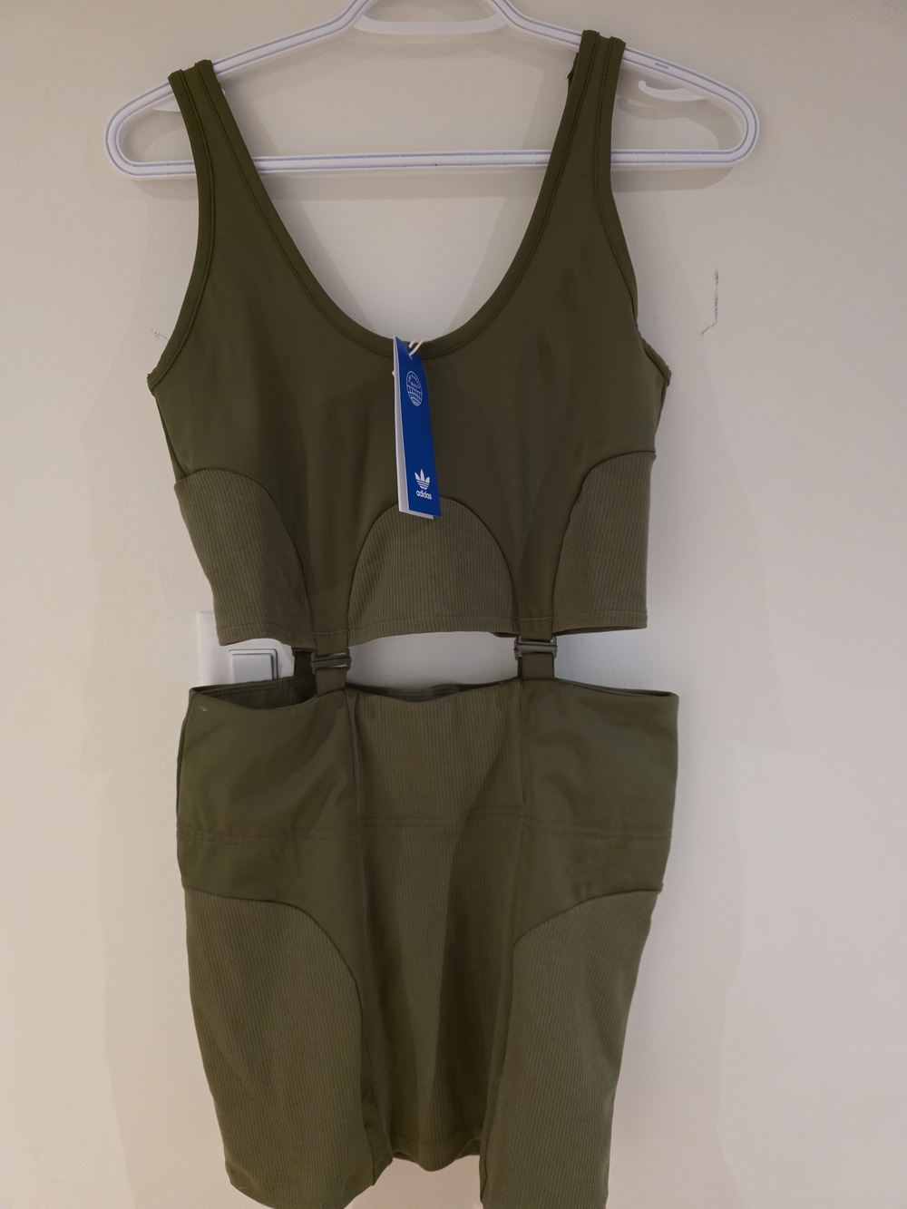 adidas Olive Green Cutout Crop Jumpsuit